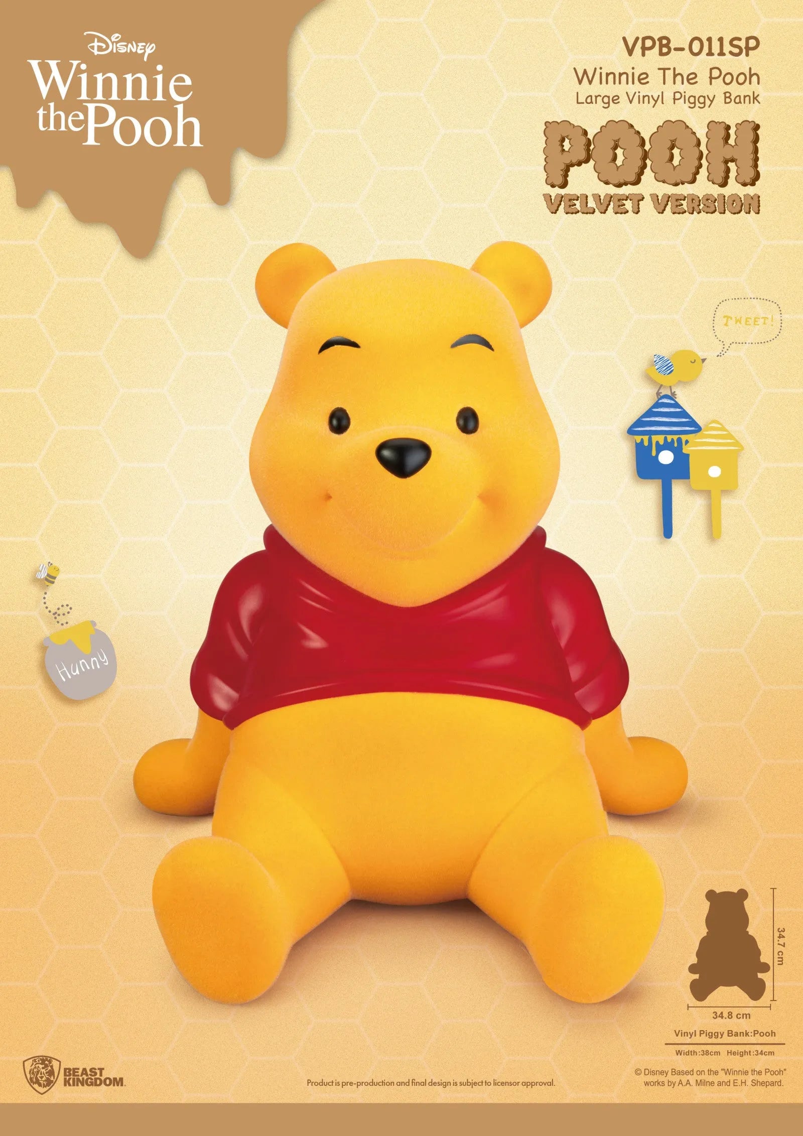 VR-118903 Beast Kingdom Piggy Bank Vinyl Large Winnie the Pooh Velvet Version - Beast Kingdom - Titan Pop Culture