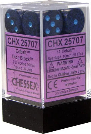 VR-27108 Chessex D6 Speckled 16mm d6 Cobalt Dice Block (12 dice) - Chessex - Titan Pop Culture