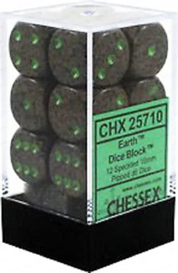 VR-27110 Chessex D6 Speckled 16mm d6 Earth Dice Block (12 dice) - Chessex - Titan Pop Culture