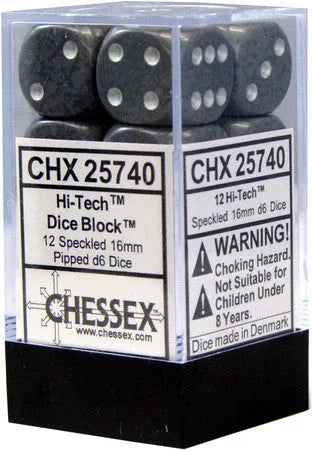 VR-26987 Chessex D6 Speckled 16mm d6 Hi-Tech Dice Block (12 dice) - Chessex - Titan Pop Culture