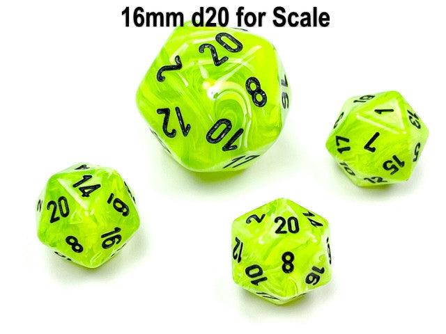 Chessex D20 Dice Vortex Mini-Polyhedral Bright Green/black d20