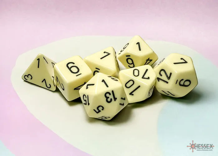 VR-118156 D7-Die Set Opaque Polyhedral Pastel Yellow/black - Chessex - Titan Pop Culture