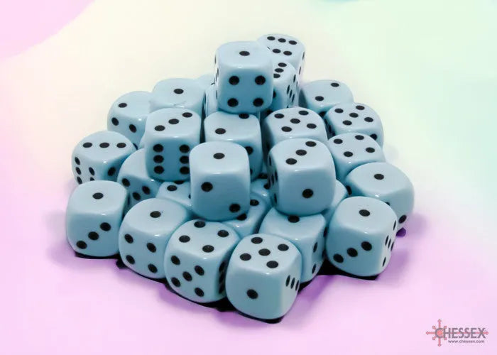 VR-118168 D6 Dice Opaque 12mm Pastel Blue/black Dice Block (36 dice) - Chessex - Titan Pop Culture