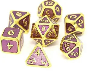 VR-67967 Die Hard Dice Metal Set Polyhedral - Mythica Gold Amethyst - Die Hard Dice - Titan Pop Culture