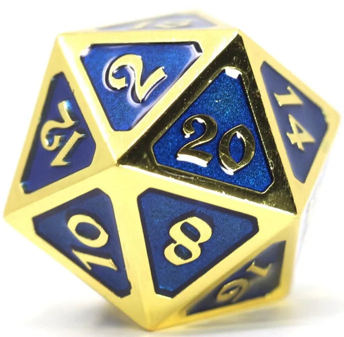 VR-67927 D20 Die Hard Dice Metal - Mythica Gold Sapphire (Single) - Die Hard Dice - Titan Pop Culture