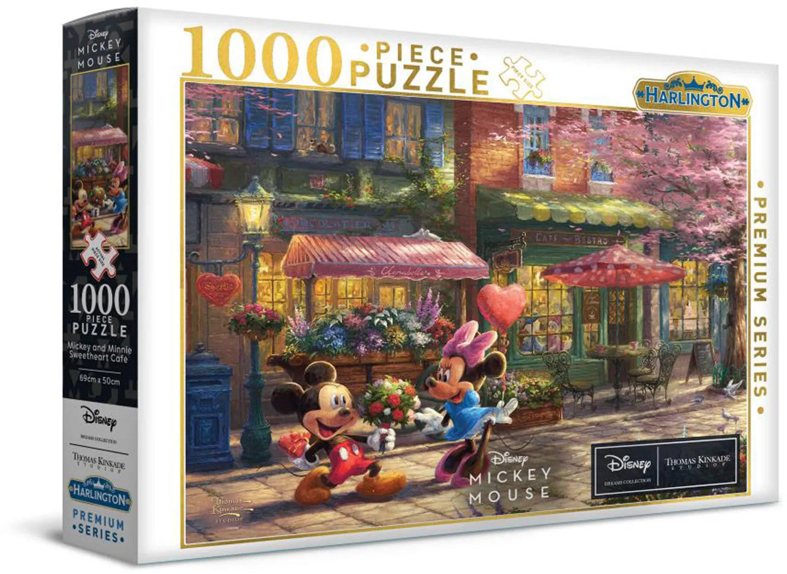 VR-118248 Harlington Thomas Kinkade PQ - Disney - Mickey and Minnie Sweetheart Cafe 1000 Piece Puzzle - Harlington - Titan Pop Culture