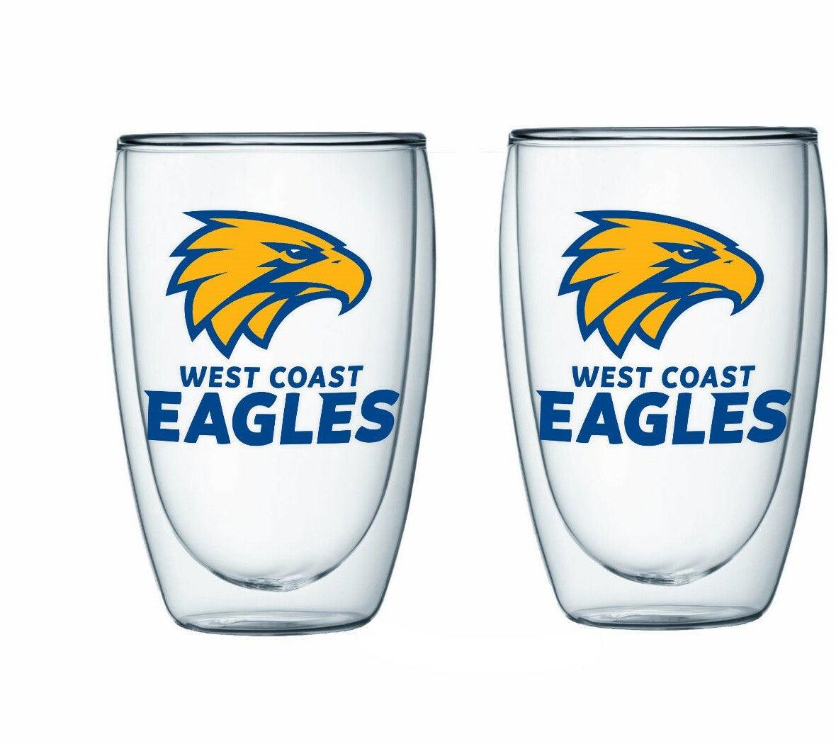 AFL Double Wall Glasses Set of 2 West Coast Eagles Licensing Essentials Titan Pop Culture