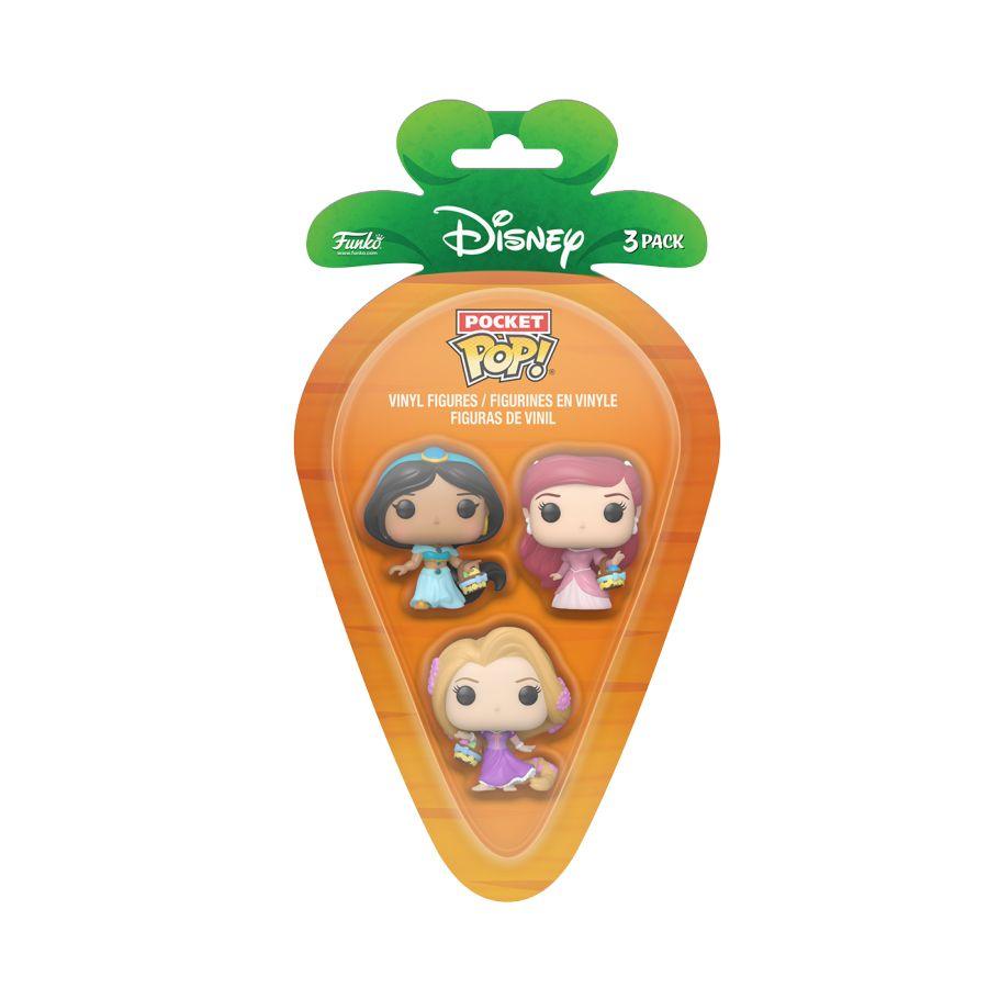FUN76444 Disney - Rapunzel, Ariel, Jasmine Carrot Pocket Pop! 3-Pack - Funko - Titan Pop Culture