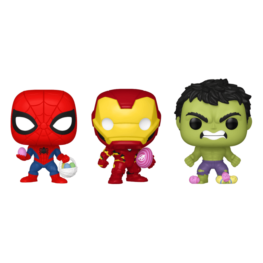FUN77168 Marvel Comics - Spider-Man, Iron Man & Hulk Carrot Pocket Pop! 3-Pack - Funko - Titan Pop Culture