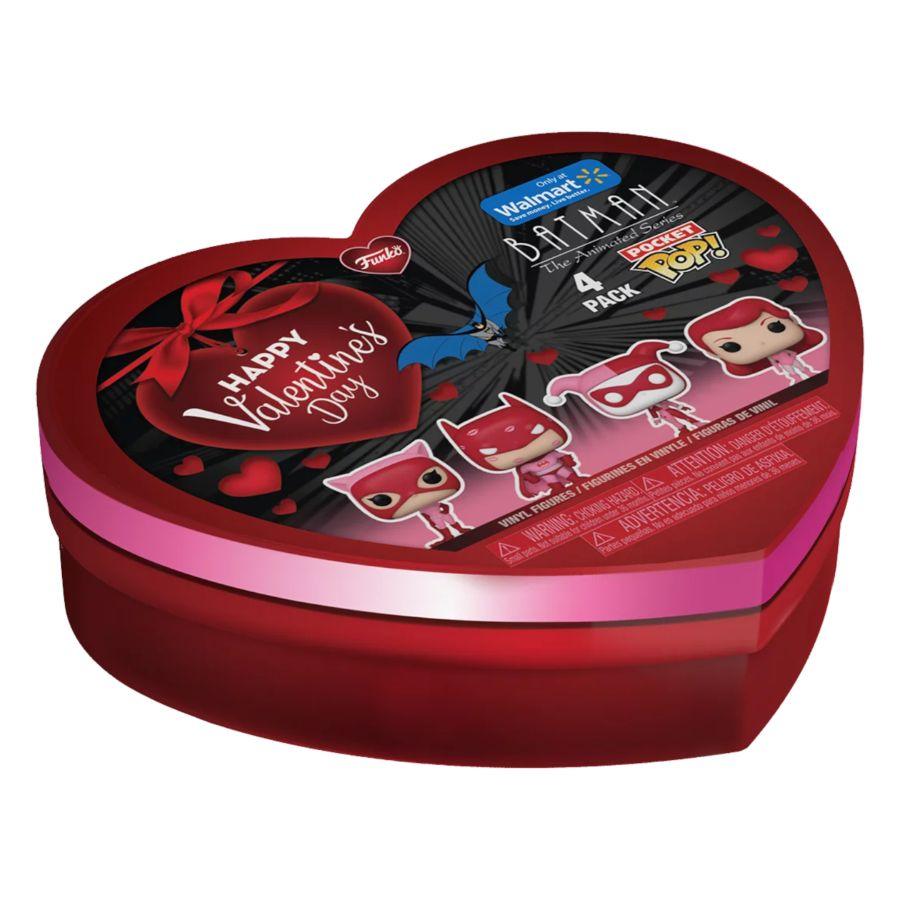 FUN78923 DC Comics: Valentines 2024 - Pink US Exclusive Pocket Pop! 4-Pack Heart Box [RS] - Funko - Titan Pop Culture