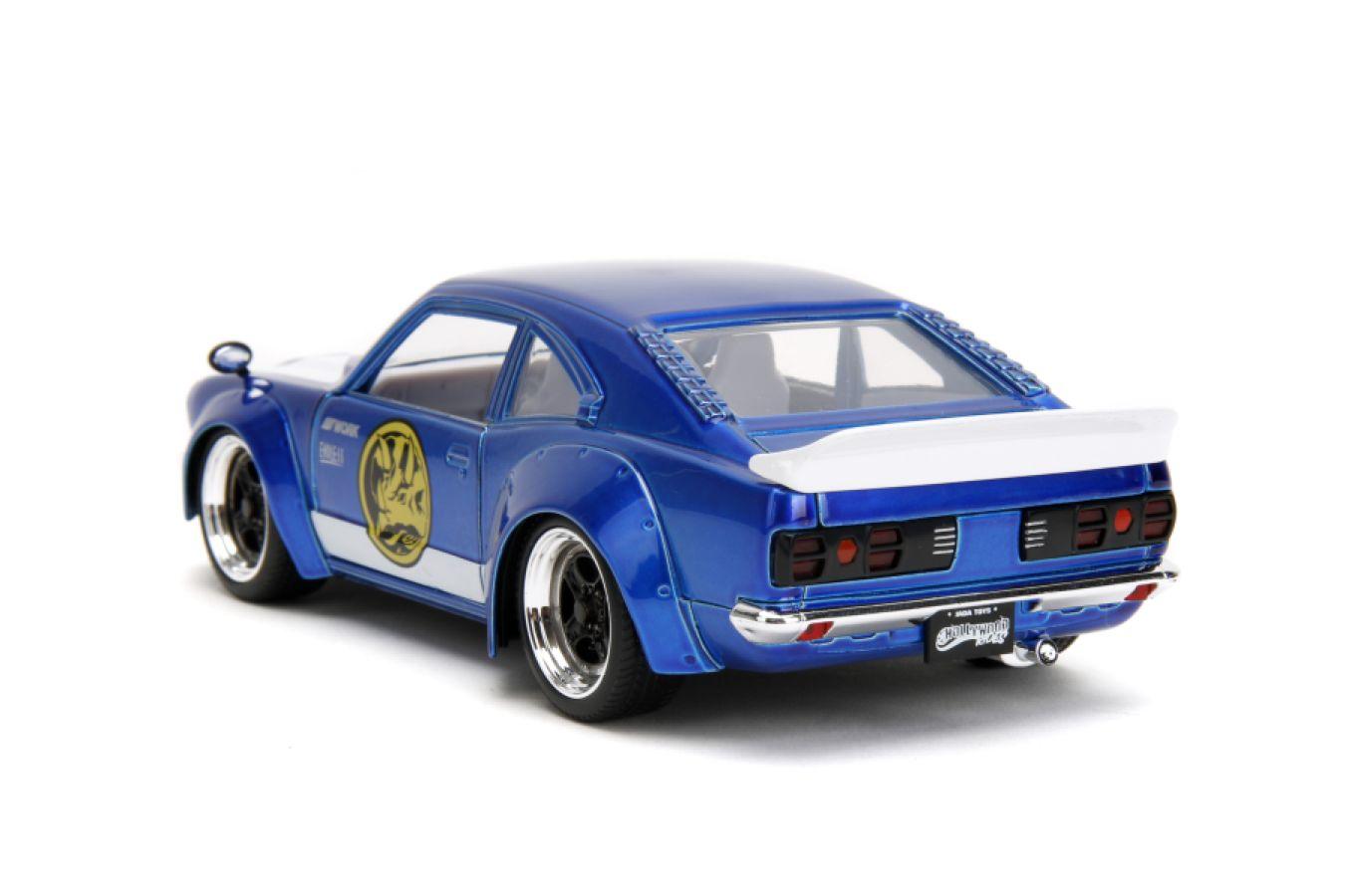 JAD34389 Power Rangers - 1974 Mazda RX-3 (with Blue Ranger) 1:24 Scale Diecast Vehicle Set - Jada Toys - Titan Pop Culture