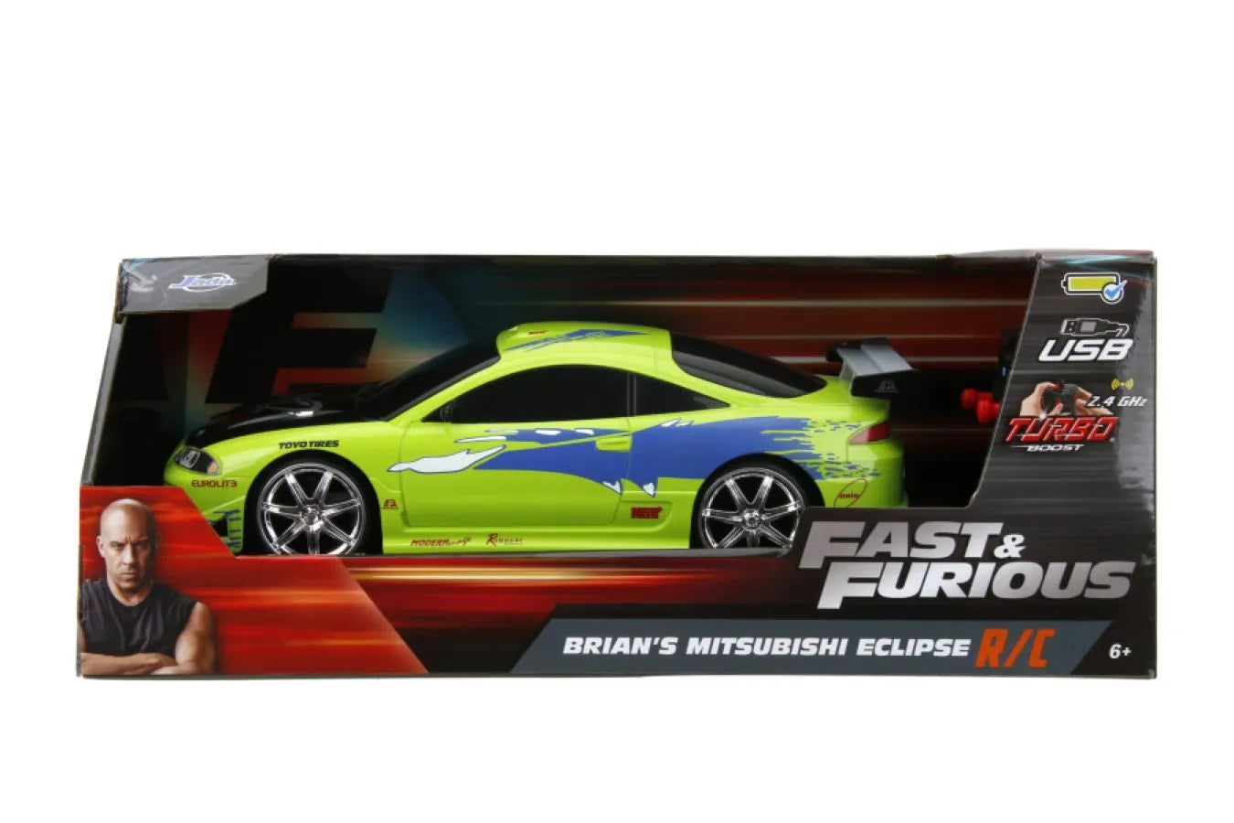 JAD35575 Fast and Furious - 1995 Mitsubishi Eclipse 1:16 Scale Remote Control Car - Jada Toys - Titan Pop Culture