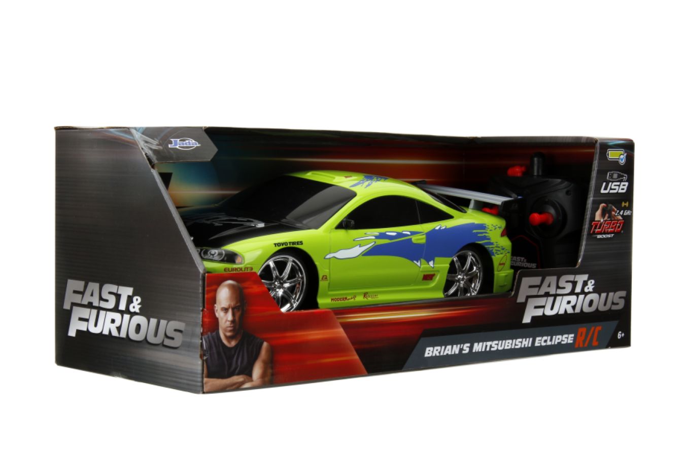 JAD35575 Fast and Furious - 1995 Mitsubishi Eclipse 1:16 Scale Remote Control Car - Jada Toys - Titan Pop Culture