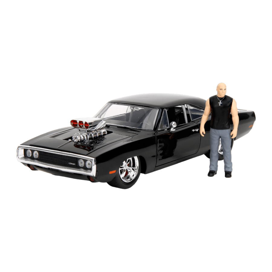 JAD35907 Hollywood Rides - 1970 Dodge Charger w/Dom Toretto 1:24 Diecast Set - Jada Toys - Titan Pop Culture