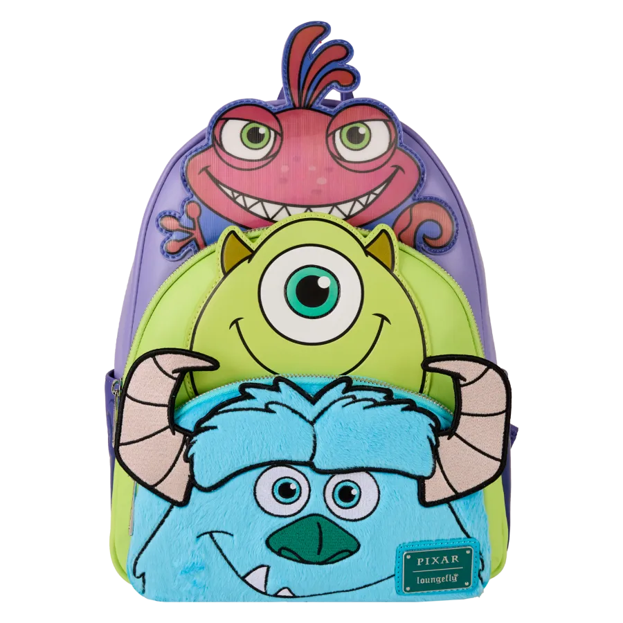 Monsters Inc. - Mike, Sulley, Randall Triple Pocket Mini Backpack