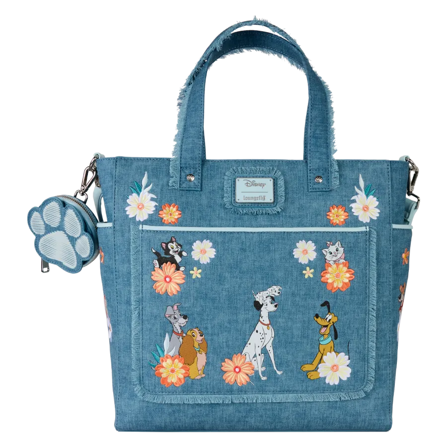 Disney - Dogs & Cats Faux Denim Convertible Tote Bag with Coin Bag