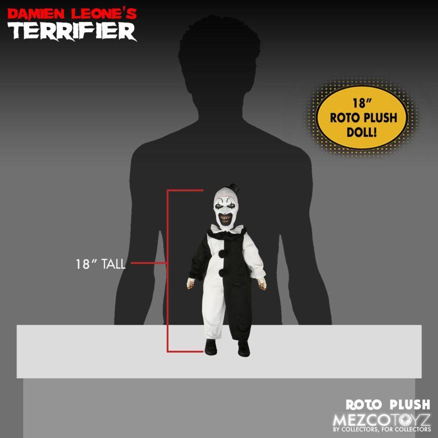 MEZ25526 Terrifier - Art The Clown 18'' Roto Plush - Mezco Toyz - Titan Pop Culture