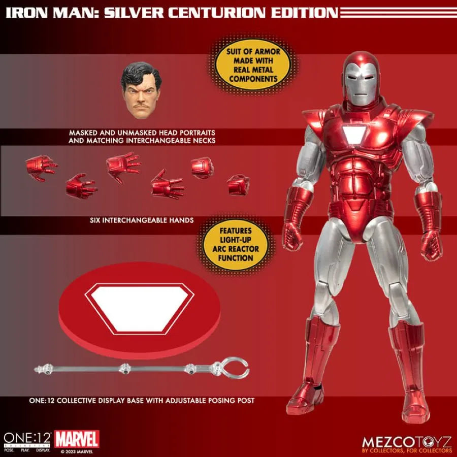 MEZ76492 Iron Man - Silver Centurion One:12 Collective Figure - Mezco Toyz - Titan Pop Culture