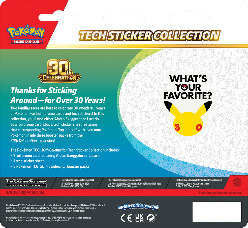 Pokemon TCG: 30th Celebration Tech Sticker Collection