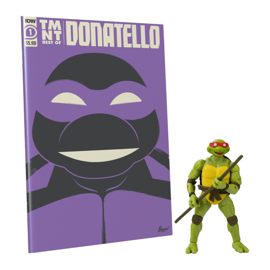 TLSBATMNTDONCOM02 Teenage Mutant Ninja Turtles (comics) - Donatello BST AXN Action Figure & Comic Book - The Loyal Subjects - Titan Pop Culture