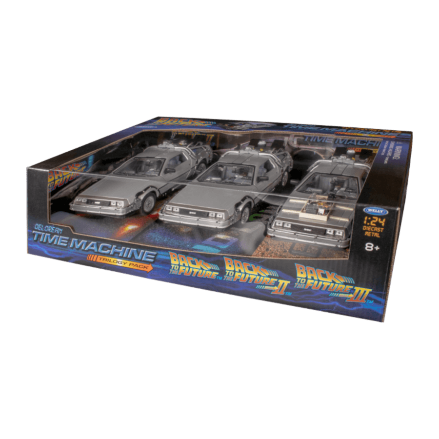 WEL22400-3G Back to the Future - 1:24 Trilogy Gift DeLorean Replica Set - Welly - Titan Pop Culture