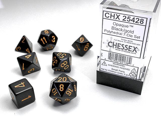 Chessex Polyhedral 7-Die Set Opaque Black/Gold Chessex Titan Pop Culture