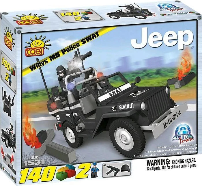 COB1531 Action Town - 140 Piece Willys MB Jeep Police SWAT Car Construction Set - Cobi - Titan Pop Culture