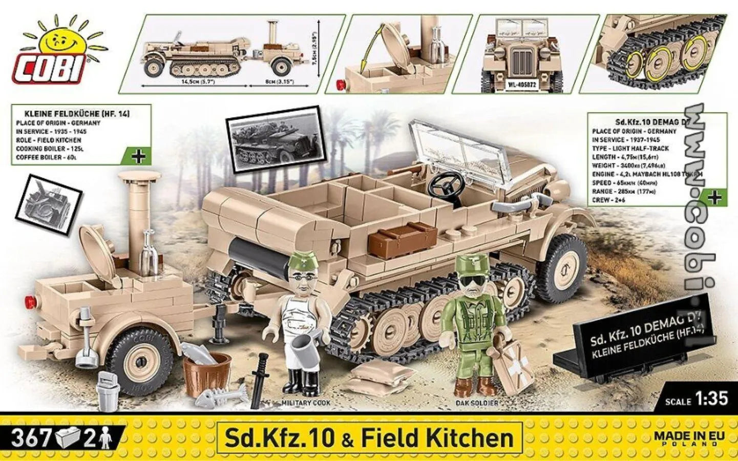 COB2272 World War II - SD. KFZ. 10 & Field Kitchen (367 pieces) - Cobi - Titan Pop Culture