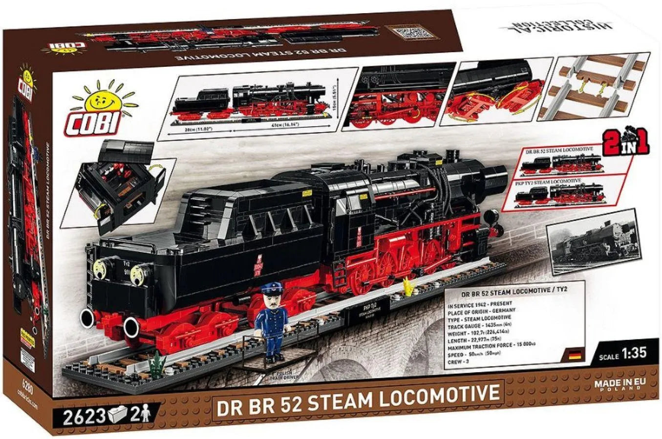 COB6280 Trains - DR BR 52 Steam Locomotive 1:35 Scale Exclusive Edition [2623 Pcs] - Cobi - Titan Pop Culture