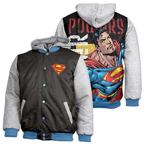 DC050D1-BLA/GRE-SML/MED Superman Bomber Jacket - Licensing Essentials - Titan Pop Culture