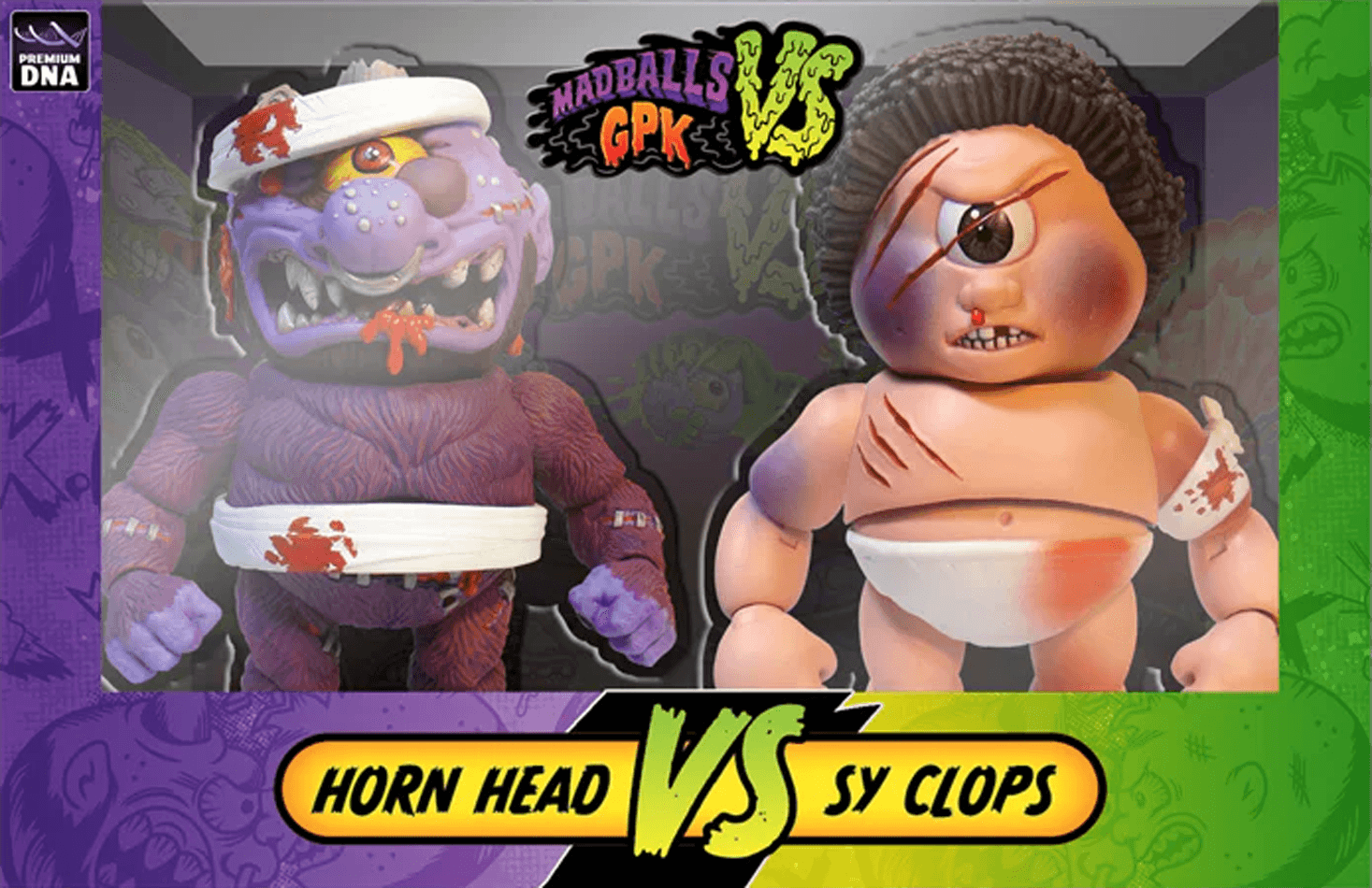 DNAPDNAMBVGPKSCVHH Madballs vs GPK - Sy Clops vs Horn Head Action Figure Set - Premium DNA Toys - Titan Pop Culture