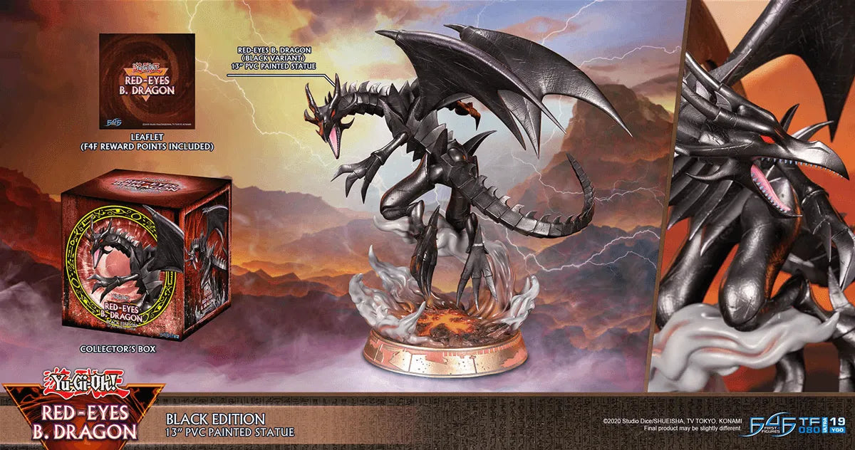 F4FYGOREBST Yu-Gi-Oh! - Red Eyes Black Dragon (Black Edition) PVC Statue - First 4 Figures - Titan Pop Culture