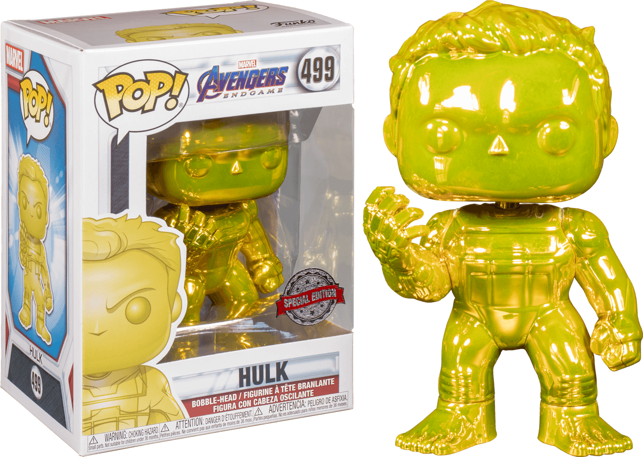 FUN41352 Avengers 4: Endgame - Hulk Yellow Chrome US Exclusive Pop! Vinyl - Funko - Titan Pop Culture