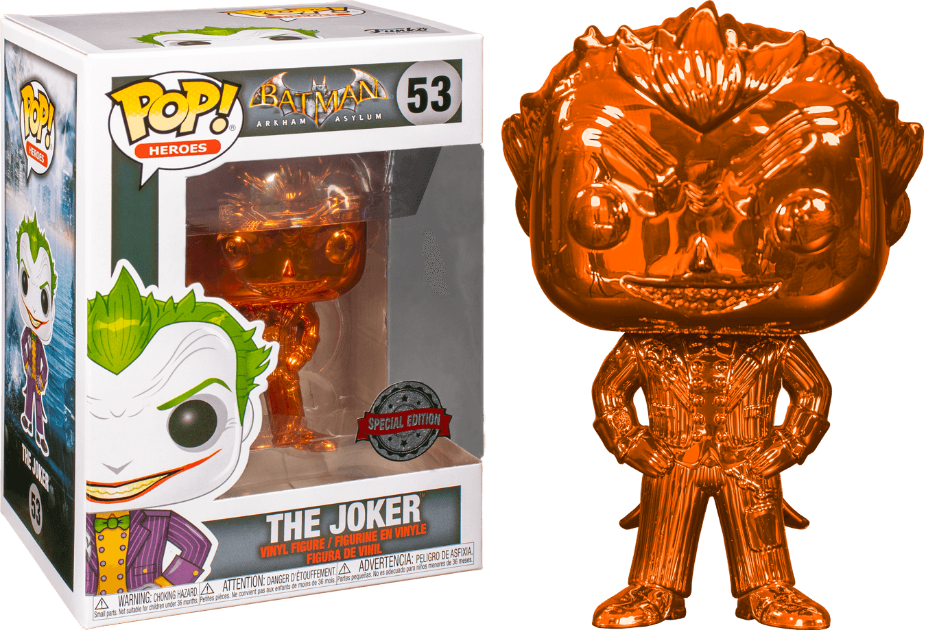 FUN42335 Batman: Arkham Asylum - The Joker Orange Chrome US Exclusive Pop! Vinyl - Funko - Titan Pop Culture