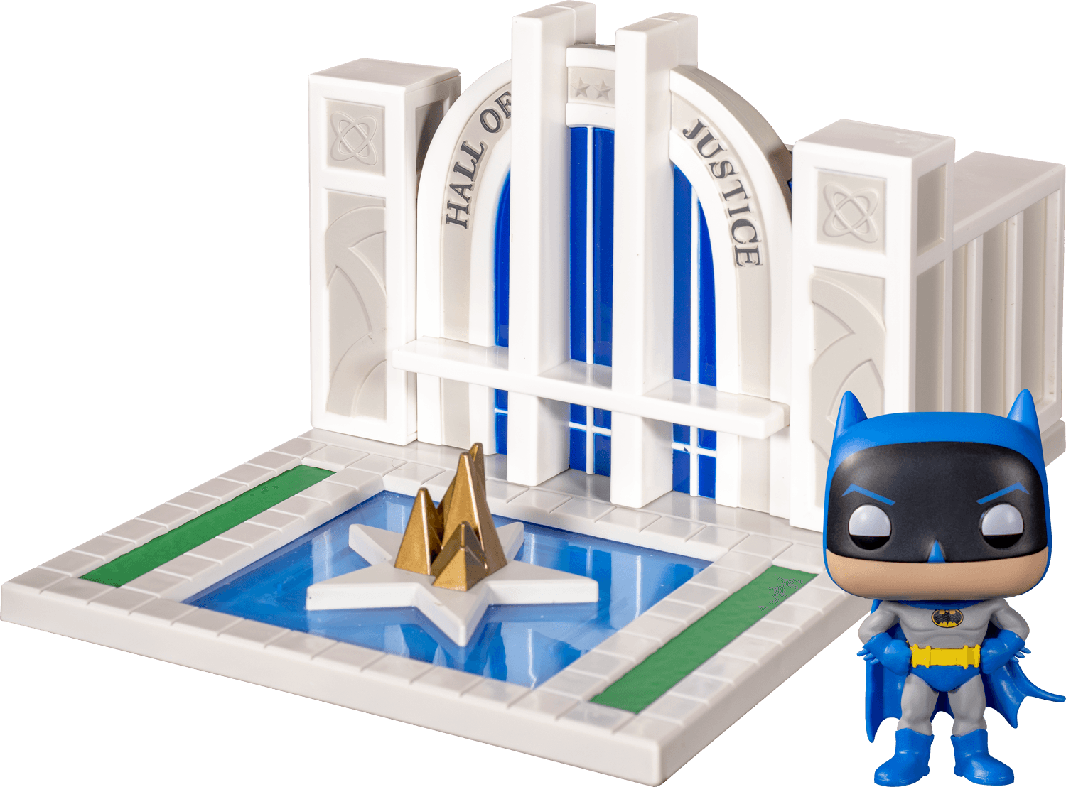 FUN44469 Batman - Batman with Hall of Justice 80th Anniversary Pop! Town - Funko - Titan Pop Culture