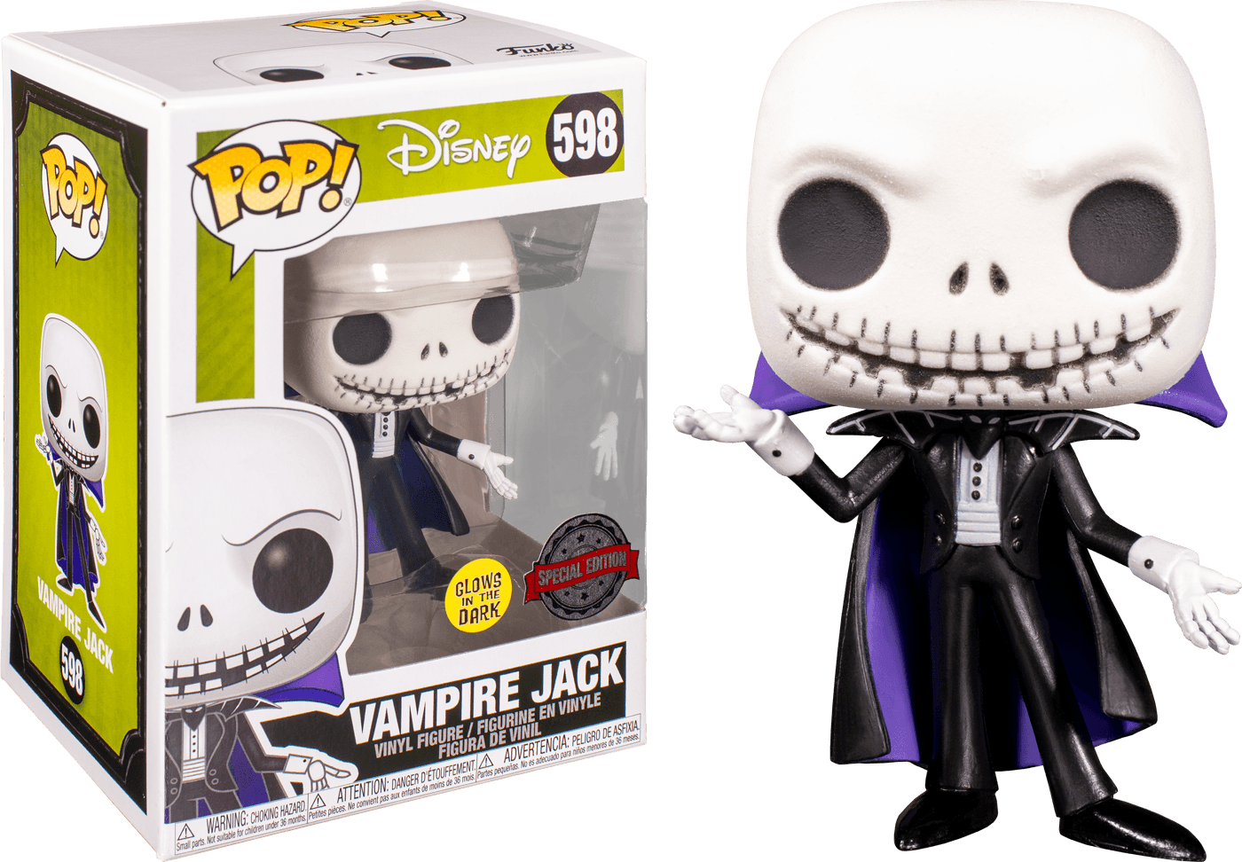 FUN50347 The Nightmare Before Christmas - Jack Vampire Glow US Exclusive Pop! Vinyl [RS] - Funko - Titan Pop Culture