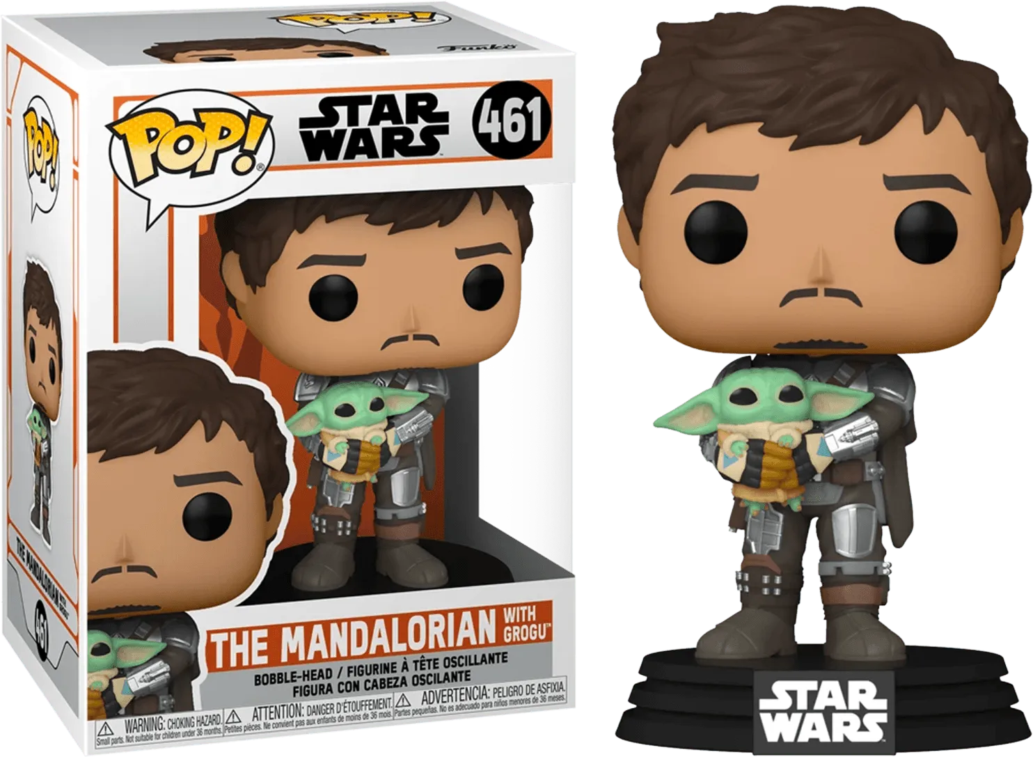 FUN54525 Star Wars: The Mandalorian - Mandalorian with Grogu (The Child) Pop! Vinyl - Funko - Titan Pop Culture