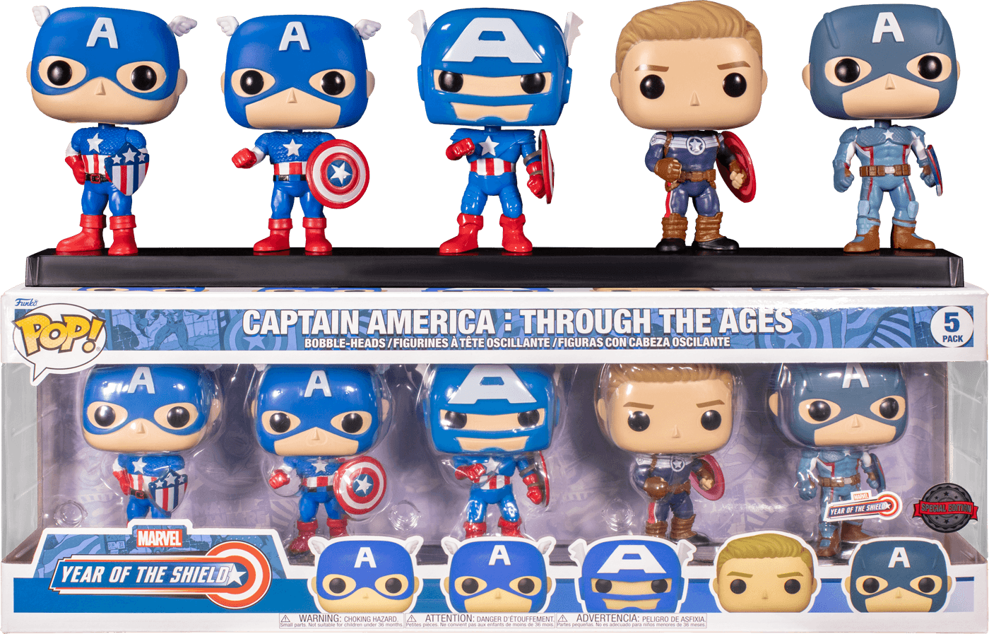 FUN55482 Captain America - Through the Ages Year of the Shield US Exclusive Pop! Vinyl 5-Pack [RS] - Funko - Titan Pop Culture