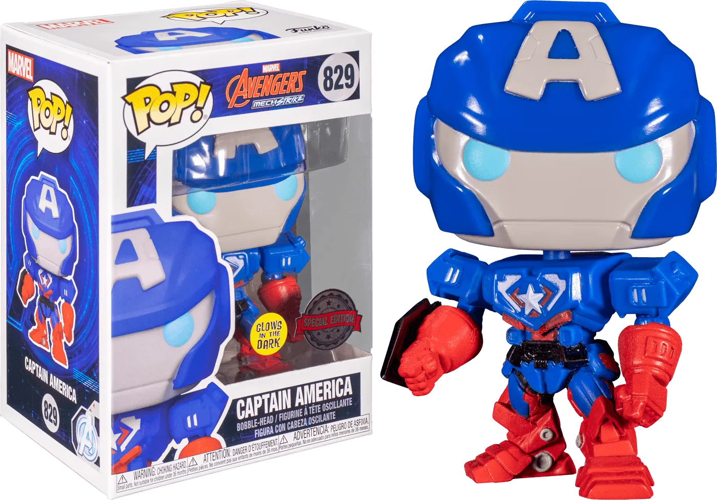 FUN55633 Captain America - Marvel Mech Glow US Exclusive Pop! Vinyl [RS] - Funko - Titan Pop Culture