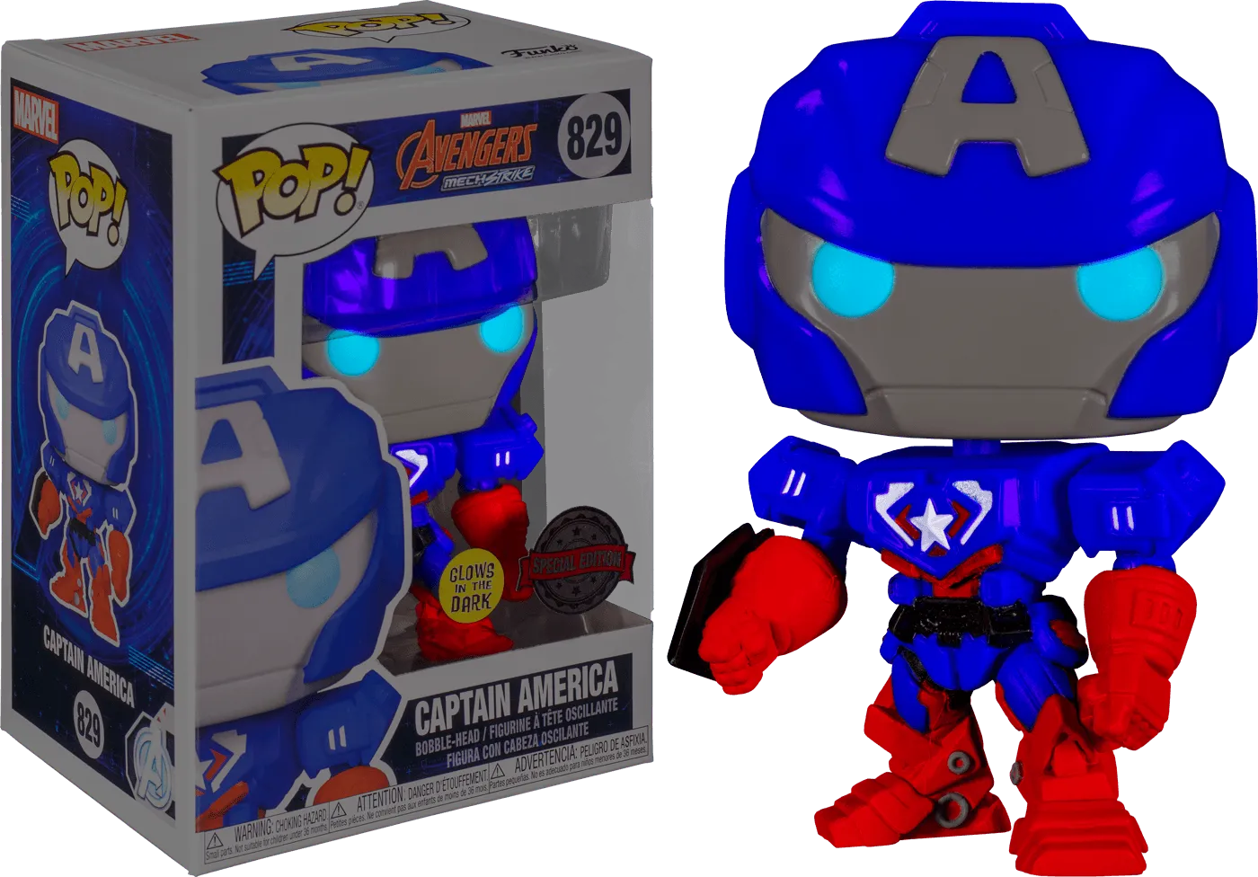 FUN55633 Captain America - Marvel Mech Glow US Exclusive Pop! Vinyl [RS] - Funko - Titan Pop Culture