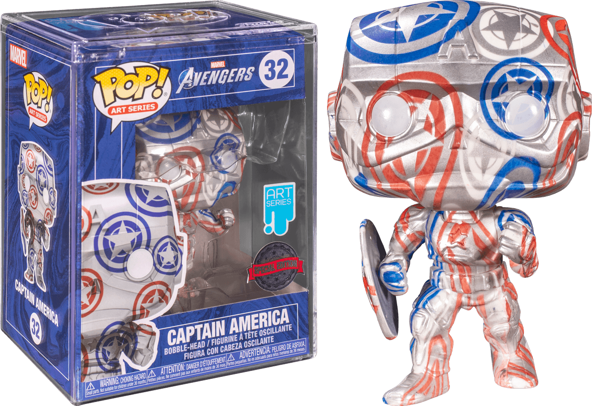 FUN56152 Avengers (Video Game 2020) - Captain America Patriotic Age (Artist) with Protector - Funko - Titan Pop Culture