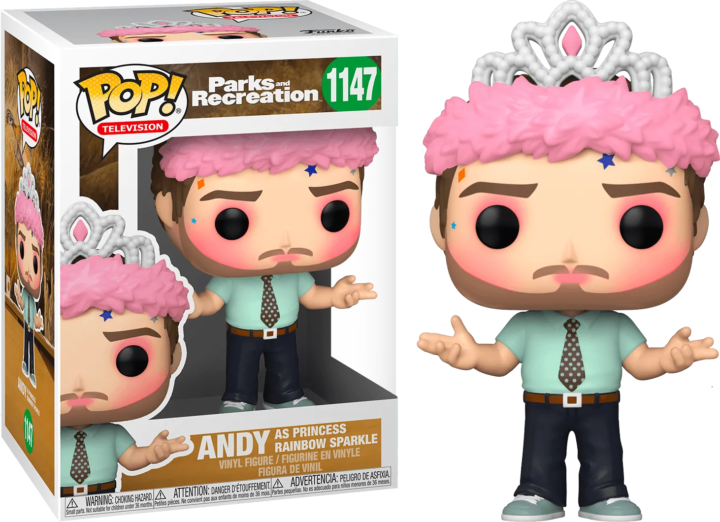 FUN56166 Parks and Recreation - Andy Princess Rainbow Sparkle Pop! Vinyl - Funko - Titan Pop Culture