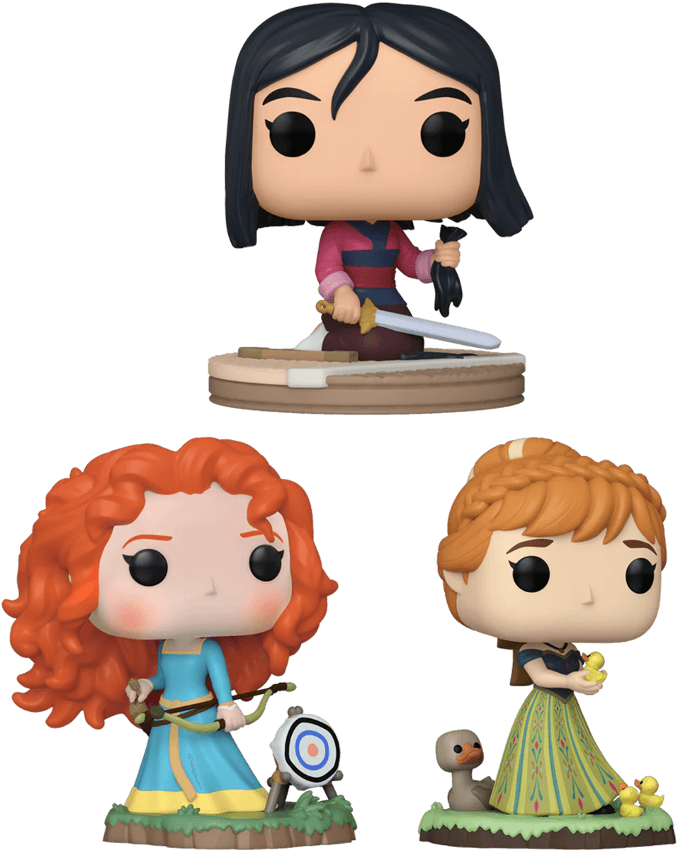 FUN56351 + FUN56348 + FUN56352 Disney Princess - Anna, Merida & Mulan Pop! Vinyl Bundle (Set of 3) - Funko - Titan Pop Culture