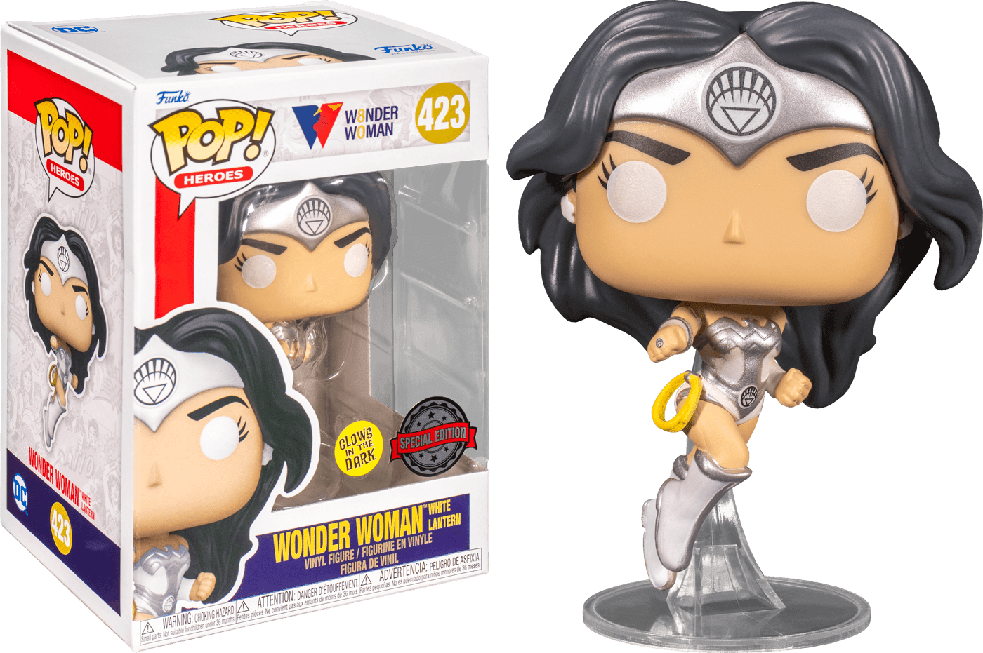 FUN57270 Wonder Woman - Wonder Woman White Lantern Glow 80th Anniversary US Exclusive Pop! Vinyl [RS] - Funko - Titan Pop Culture