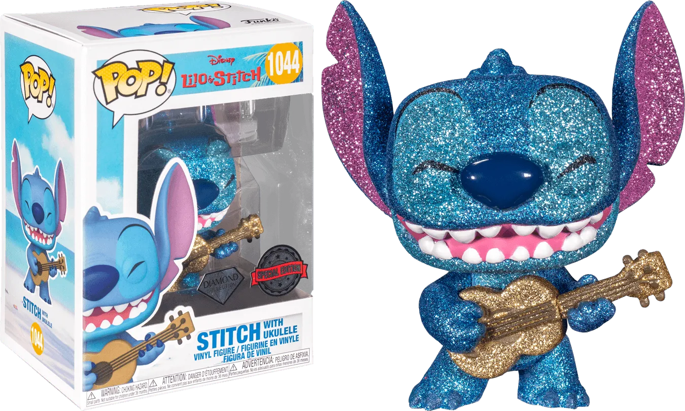 FUN57488 Lilo & Stitch - Stitch with Ukulele Diamond Glitter US Exclusive Pop! Vinyl [RS] - Funko - Titan Pop Culture