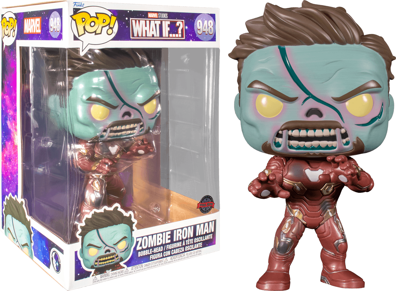 FUN58206 What If - Zombie Iron Man Metallic US Exclusive 10" Pop! Vinyl [RS] - Funko - Titan Pop Culture