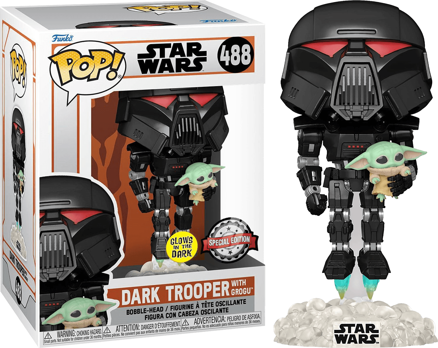 FUN58286 Star Wars: The Mandalorian - Darktrooper & Child Glow US Exclusive Pop! Vinyl [RS] - Funko - Titan Pop Culture