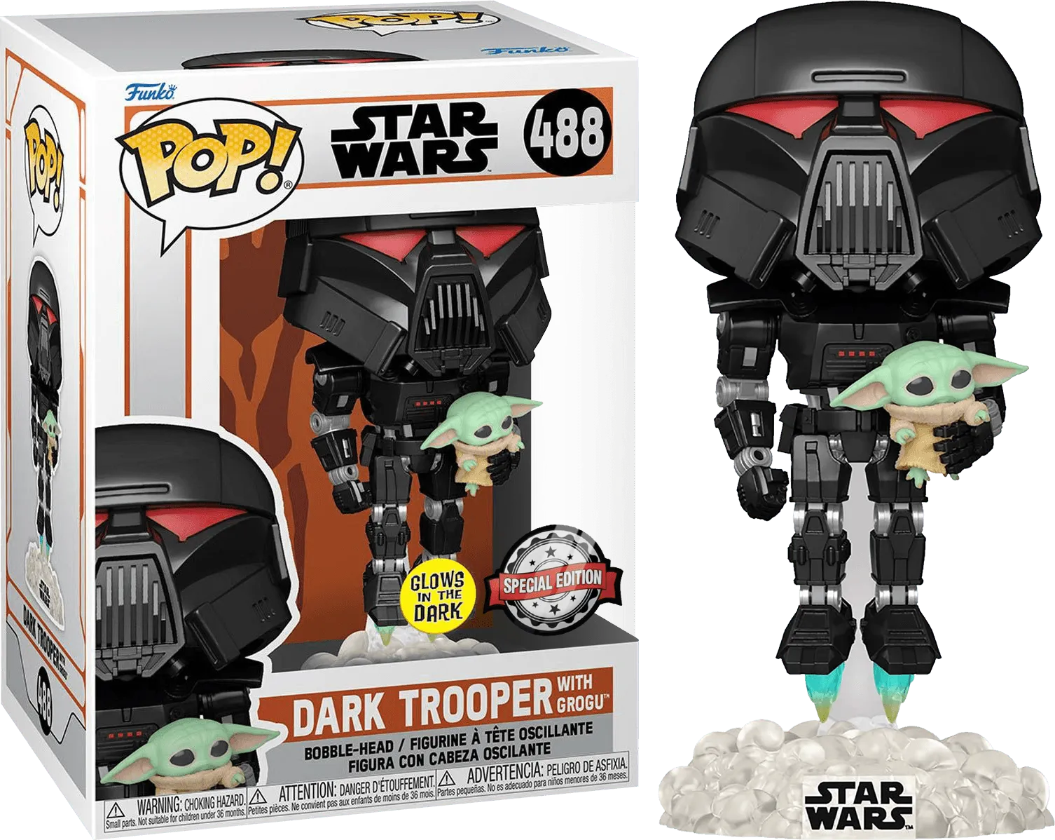 FUN58286 Star Wars: The Mandalorian - Darktrooper & Child Glow US Exclusive Pop! Vinyl [RS] - Funko - Titan Pop Culture