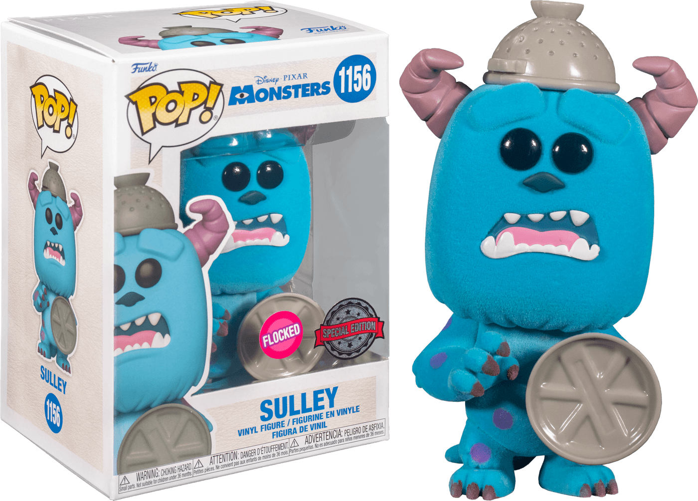 FUN58754 Monsters, Inc. - Sulley with Lid Flocked 20th Anniversary US Exclusive Pop! Vinyl [RS] - Funko - Titan Pop Culture