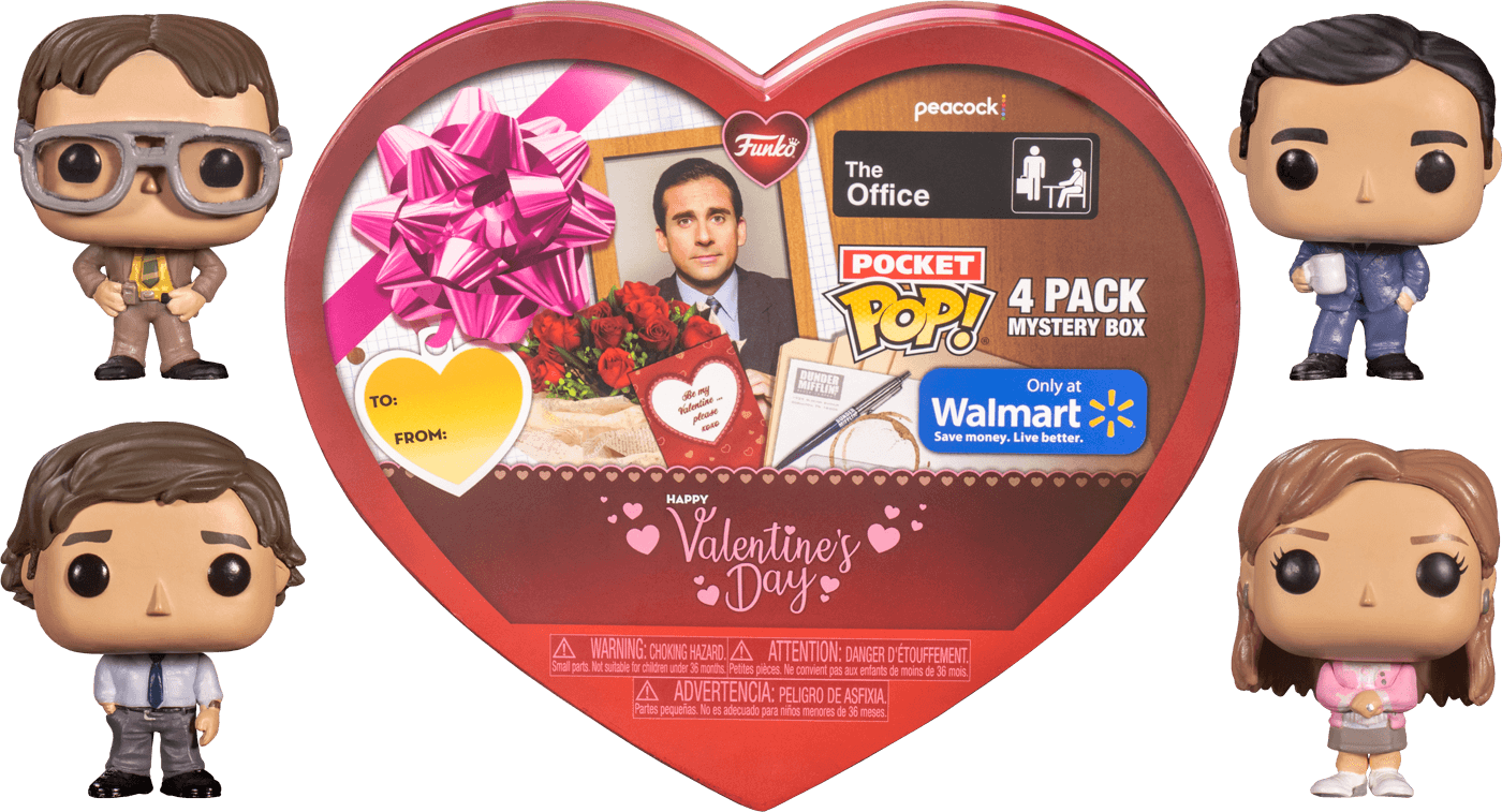 FUN60457 The Office - Valentines Day US Exclusive Pocket Pop! 4-pack [RS] - Funko - Titan Pop Culture